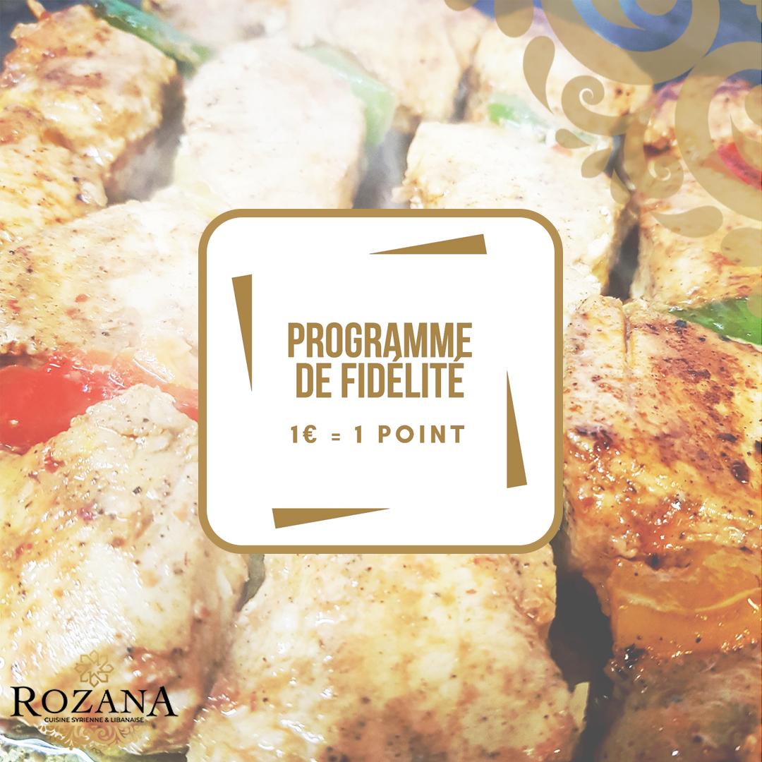 Programme de fidélité - Rozana restaurant libanais - Amiens